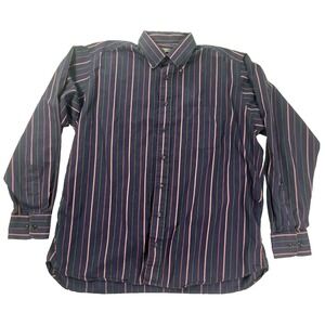 BURBERRY London Oxford Blue Striped Button Down Shirt Made USA Men's XL X-Large